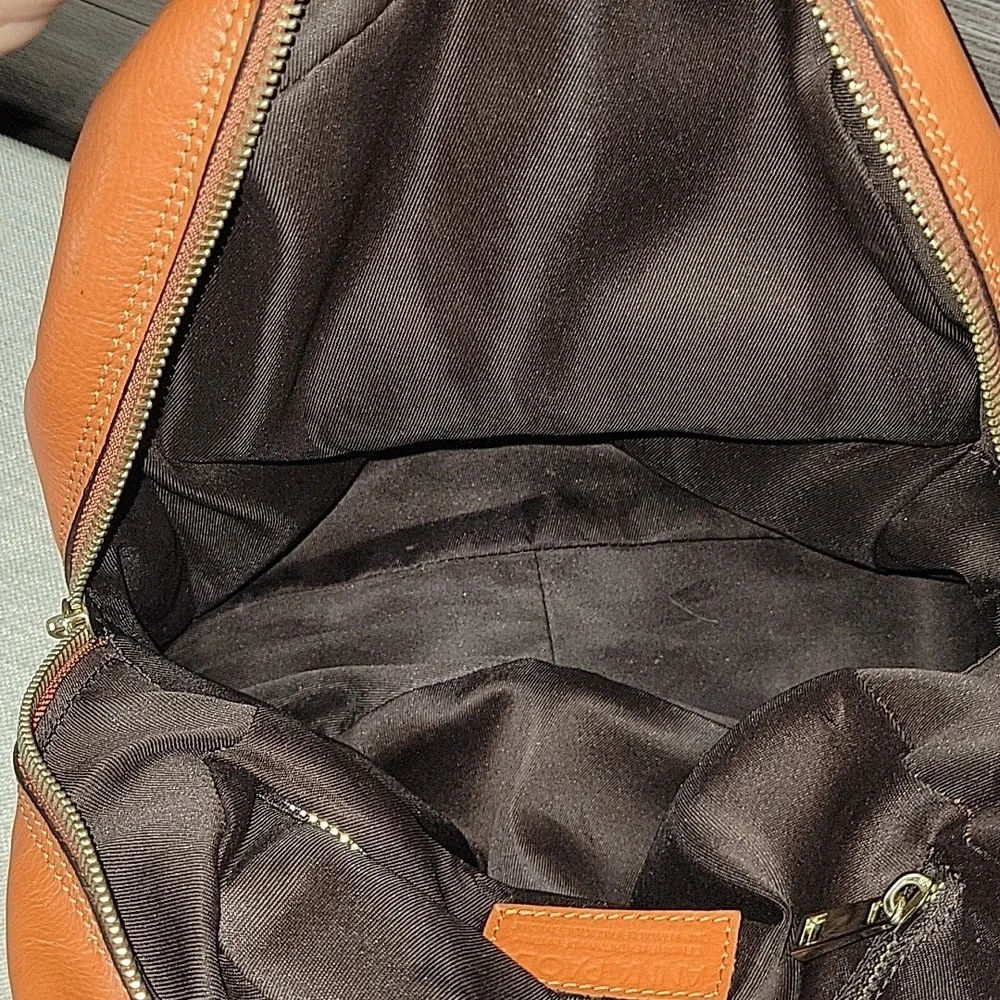 Anna Paola Orange Woven Leather Backpack Shoulder Bag